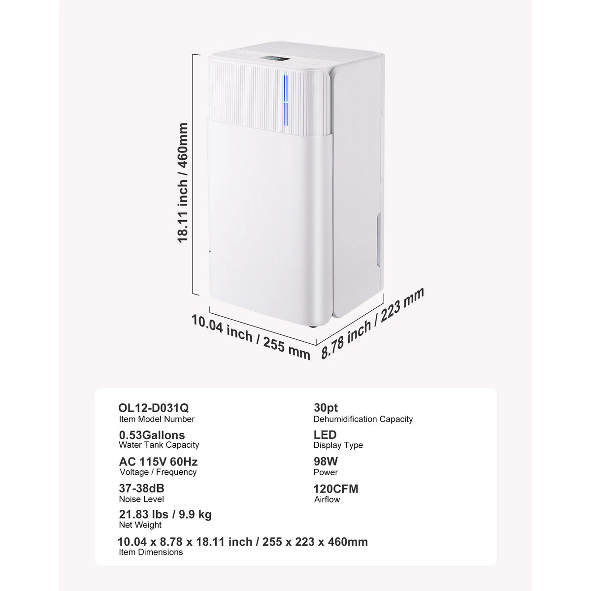 SucceBuy 52 Pint Smart Dehumidifier with Drain Hose Low Noise