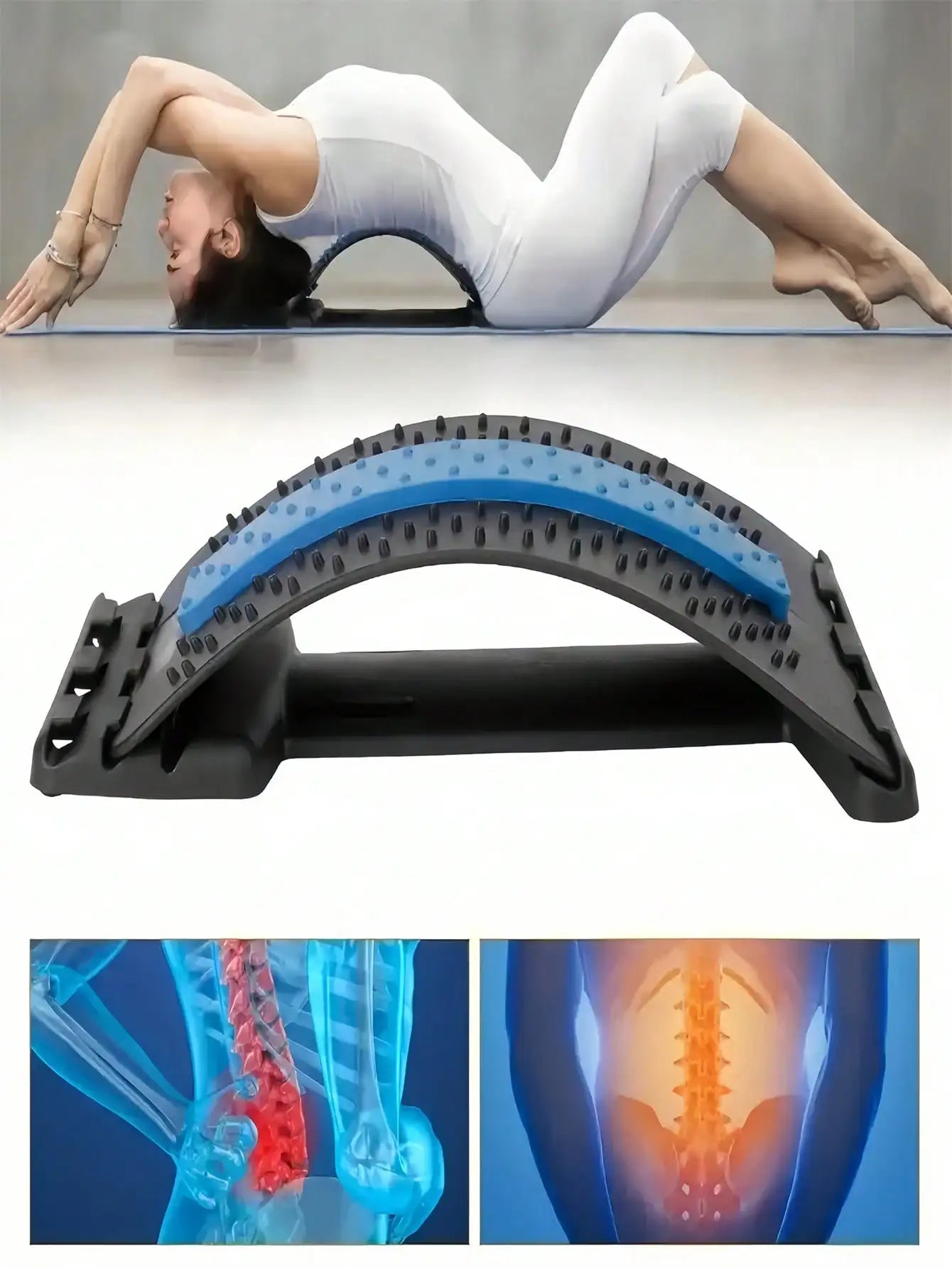 Adjustable Cervical And Waist Back Stretcher Yoga Pilates Support Aid