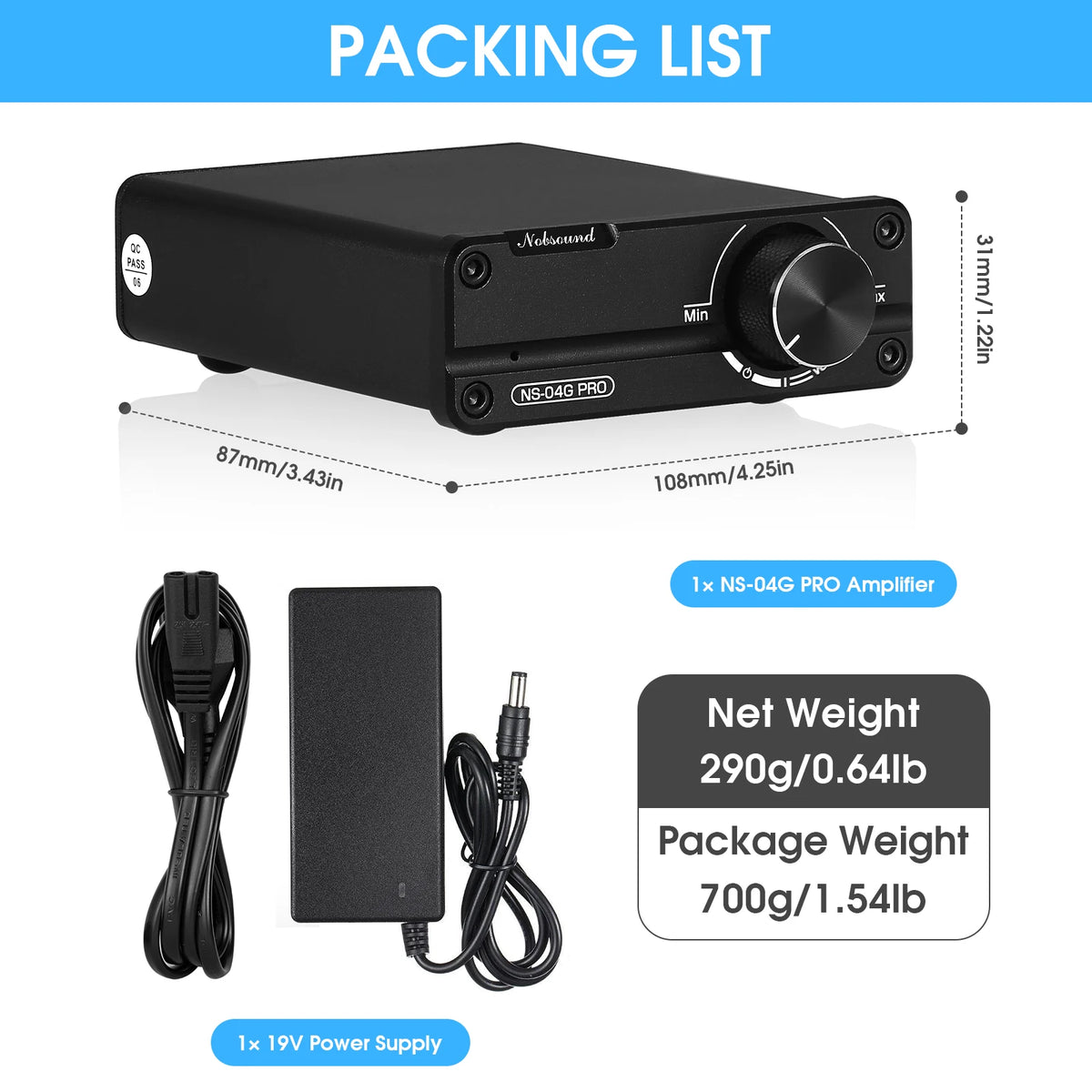 Douk Audio NS04G PRO Mini Digital Stereo Power Amplifier