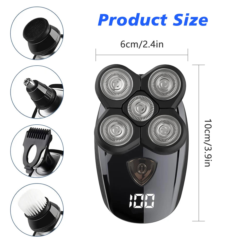 5D Floating Head Electric Shaver With Beard And Nose Trimmer