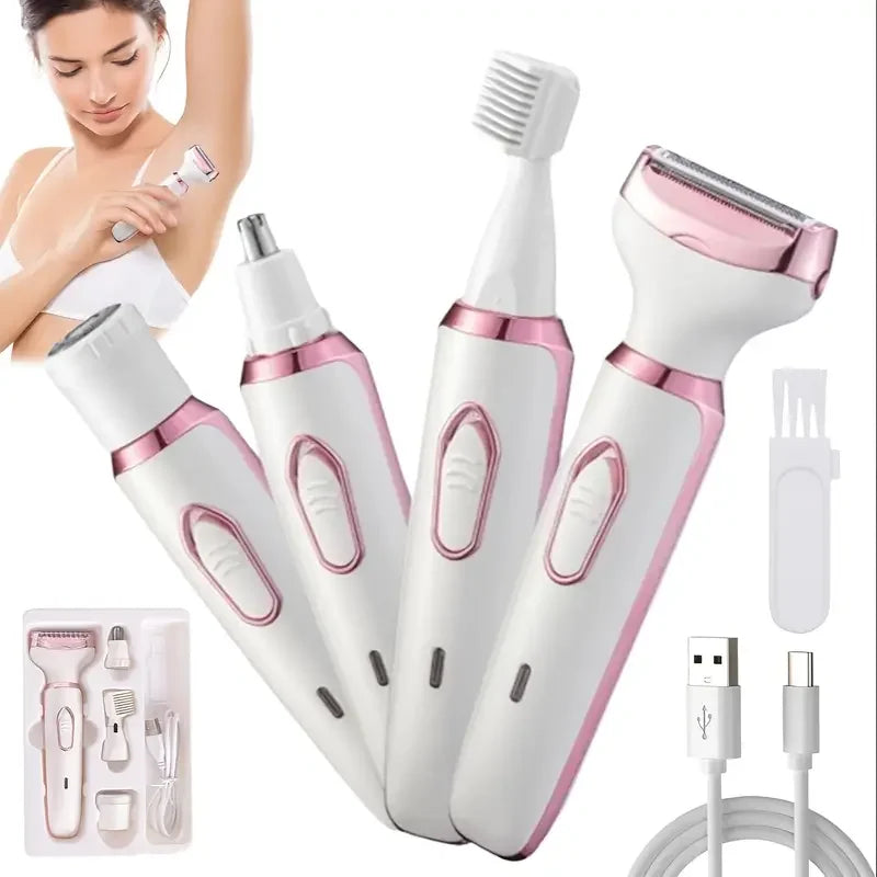 Four In One Rechargeable Electric Razor Trimmer For Women