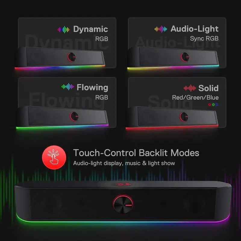Redragon Adiemus RGB USB Desktop Soundbar And 2.0 Channel Speaker