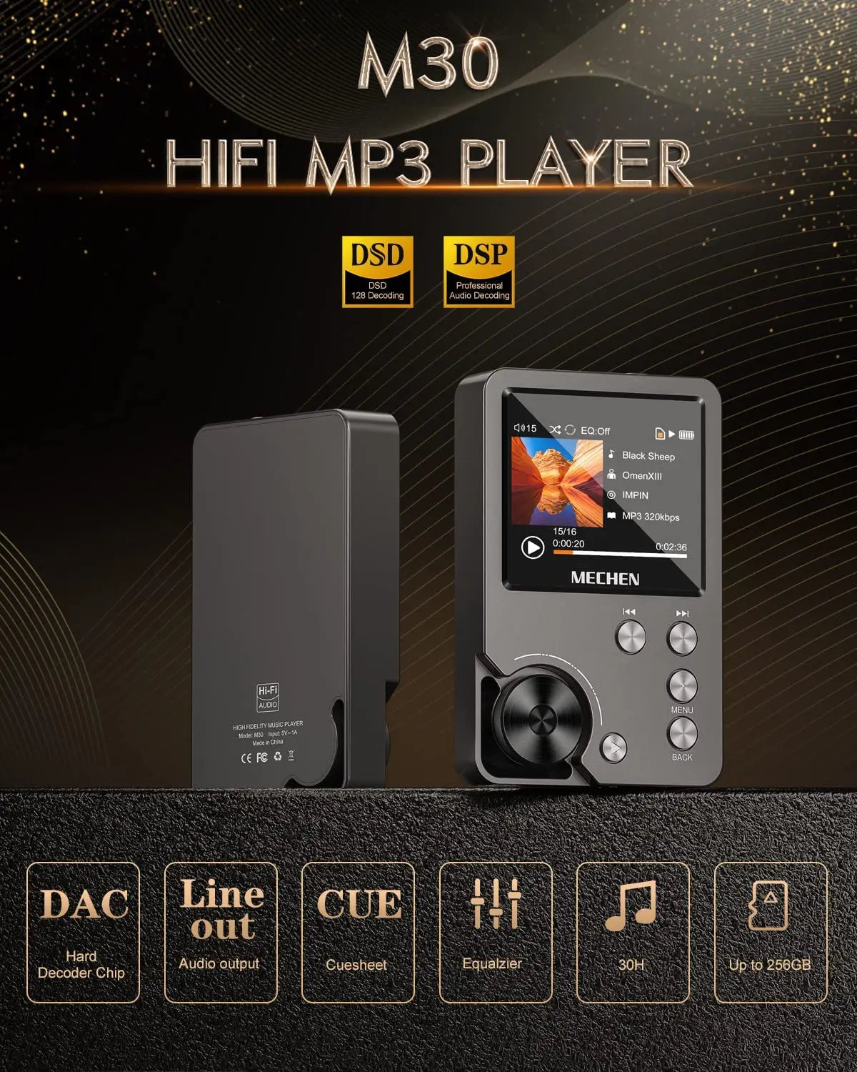 Mechen Portable HiFi DSD Mp3 Player With Lossless Digital Audio