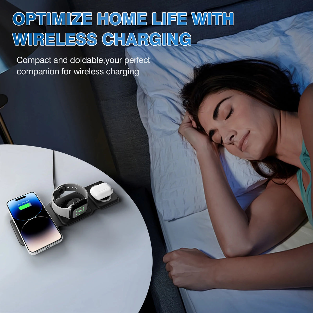 Foldable 15W Magnetic Wireless Charger 3In1 Fast Travel Dock