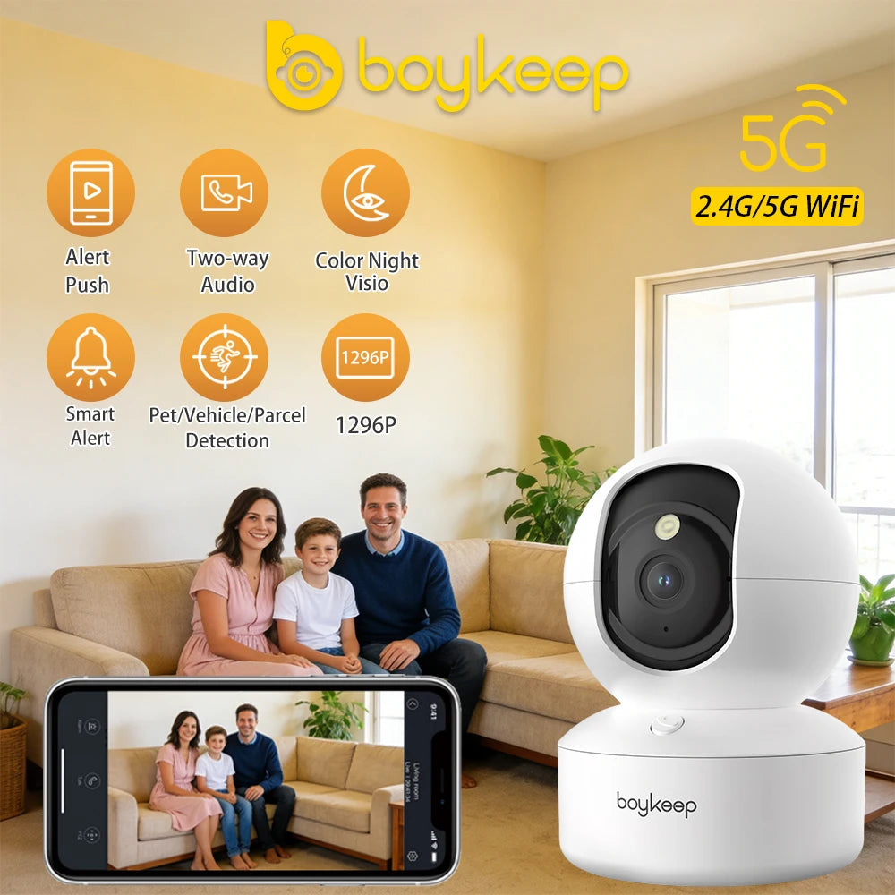 BoyKeep 2K Smart WiFi Security Camera 360 PTZ Night Vision