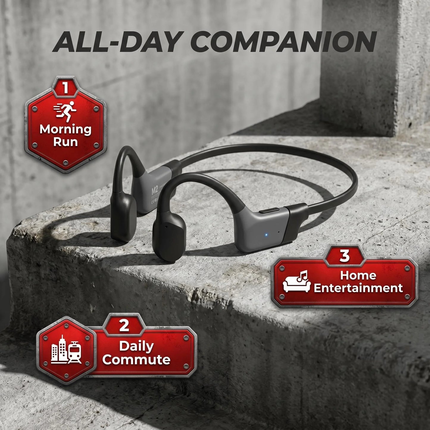Wireless Bone Conduction Headphones Bluetooth 5.3 And Enc Mic