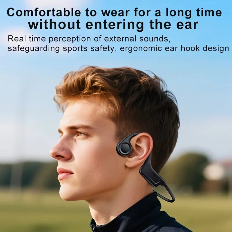 Open Ear Bone Conduction Sports Headphones With Built In Microphone