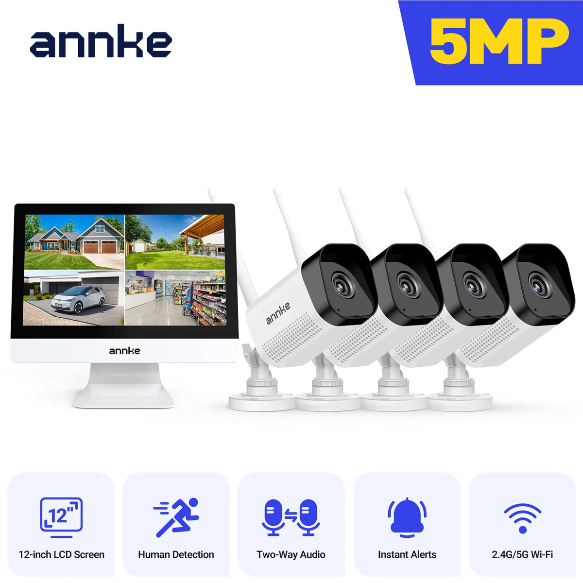 Annke 8MP Wireless Security Camera 12-Inch Lcd Ir Night Vision
