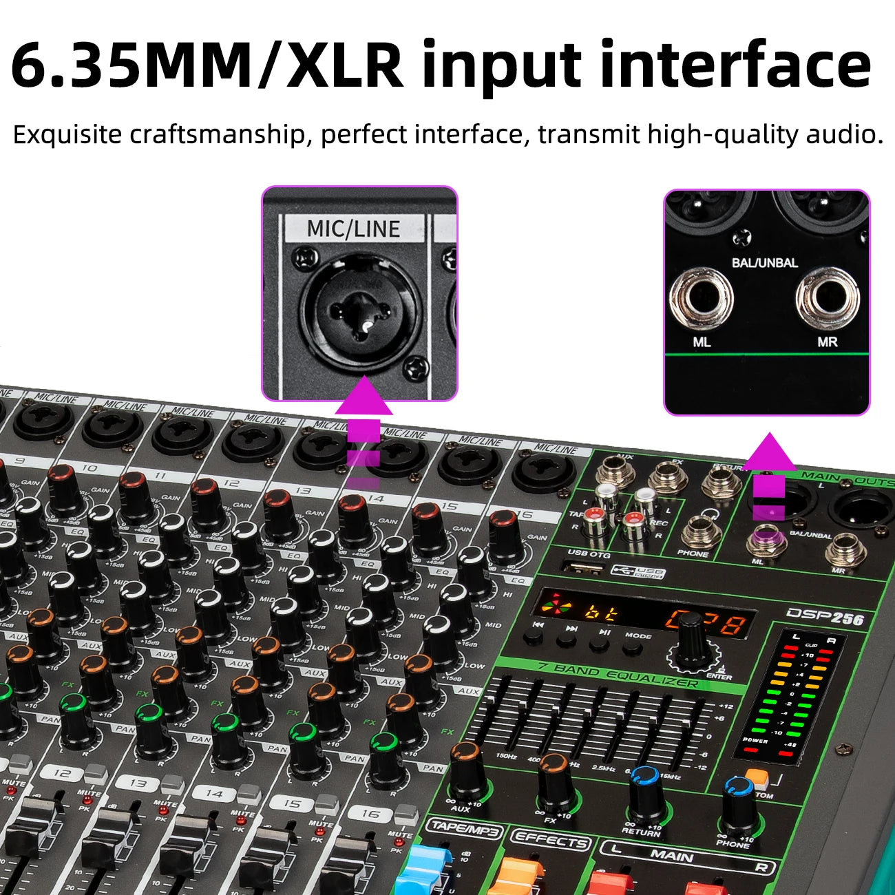 Depusheng 16 Channel USB Audio Mixer With 48V Phantom Power