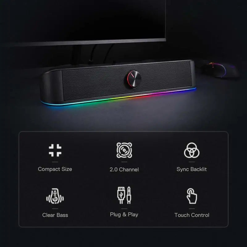 Redragon Adiemus RGB USB Desktop Soundbar And 2.0 Channel Speaker