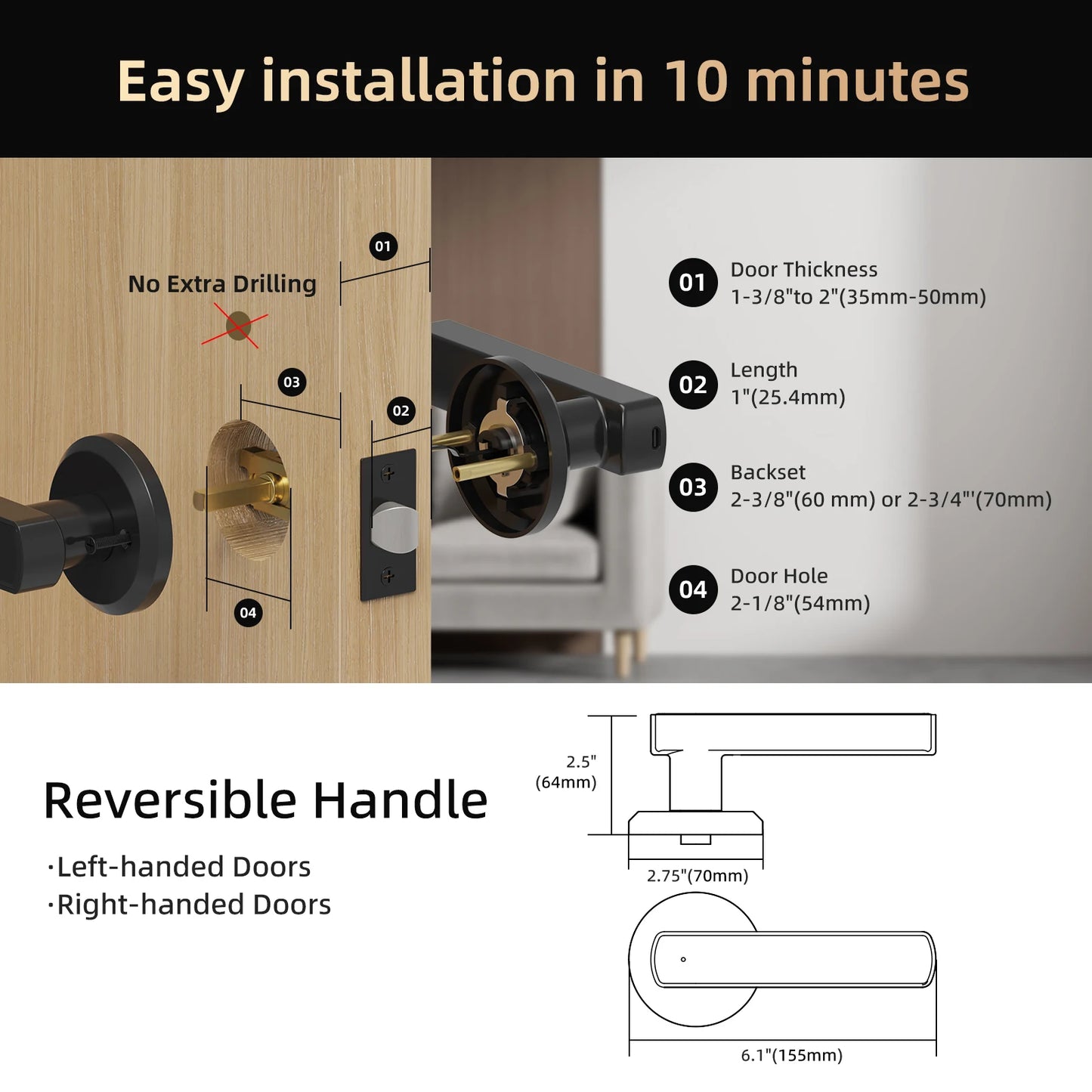 Viladepot Bluetooth Fingerprint Smart Lock With App Control Keypad