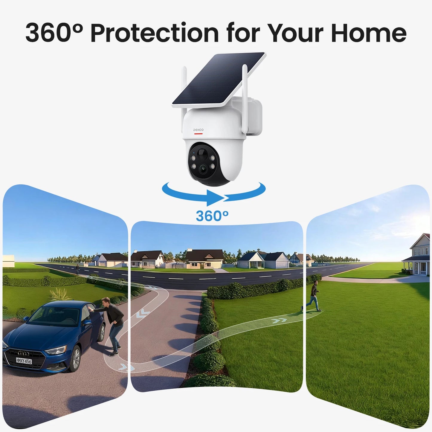 Dekco 3MP Solar Wireless PTZ Surveillance Camera System