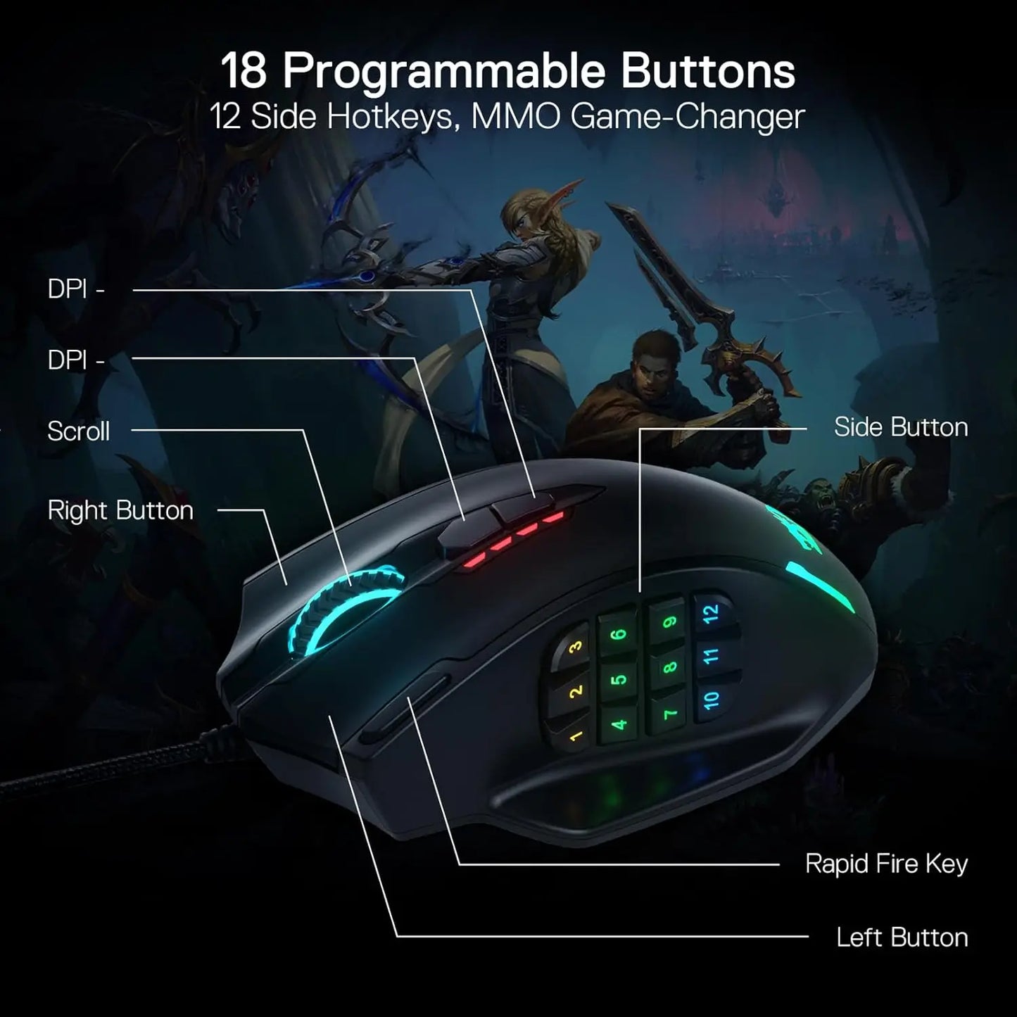 Redragon M908 USB Wired Gaming Mouse With Programmable Buttons