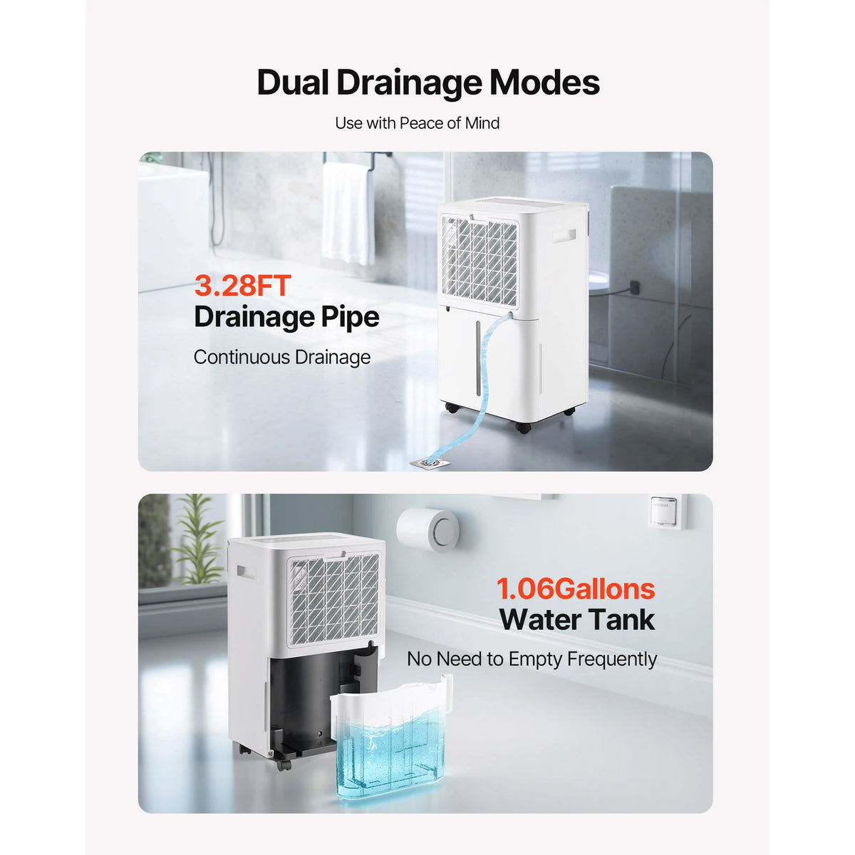 SucceBuy 52 Pint Smart Dehumidifier with Drain Hose Low Noise