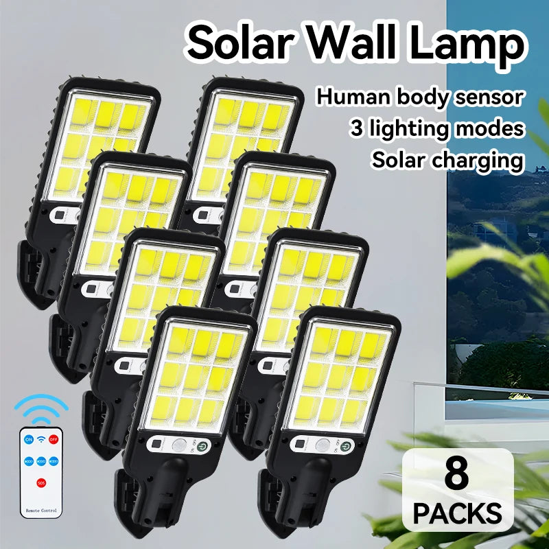 Solar Outdoor LED Motion Sensor Wall Lamp With Remote
