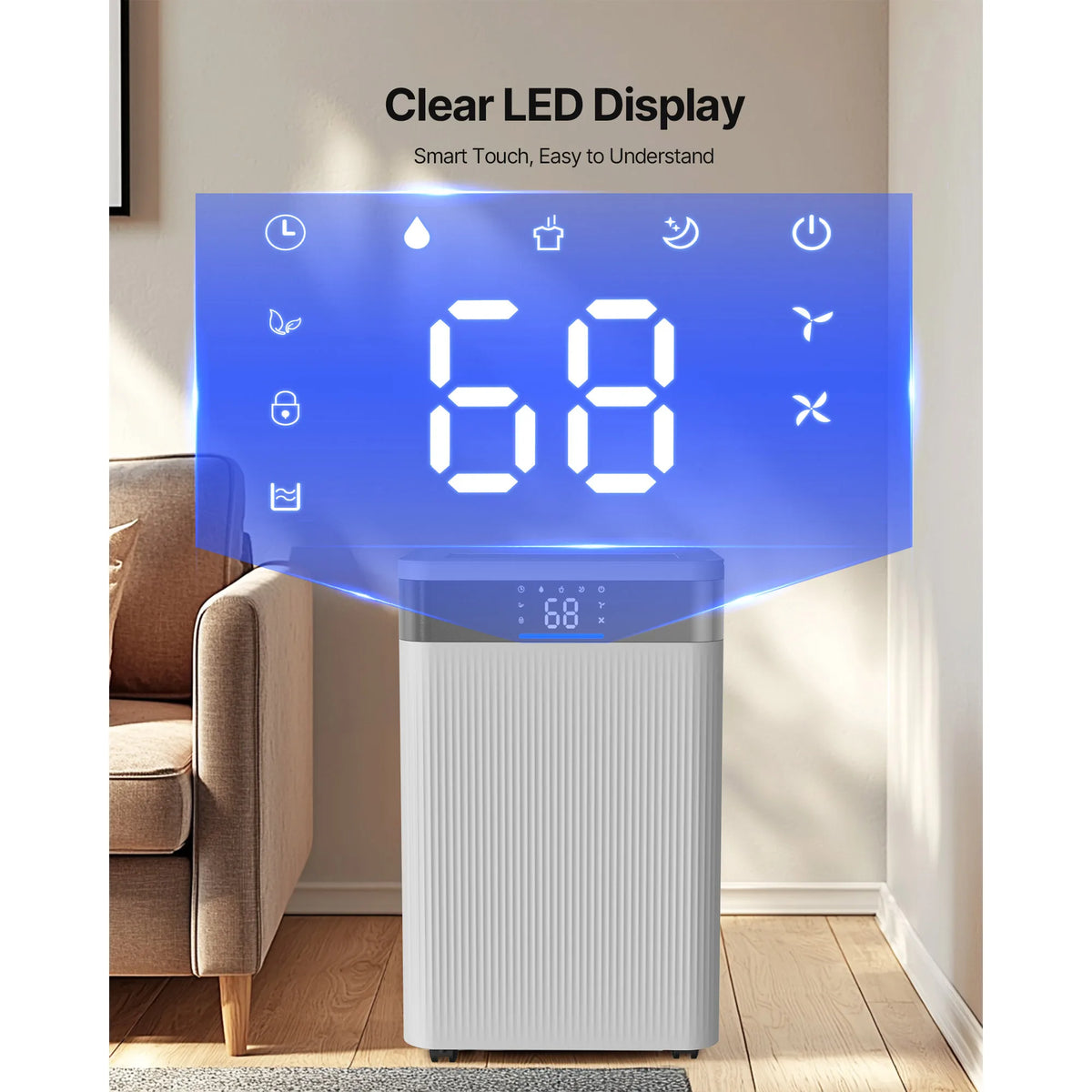 SucceBuy 52 Pint Smart Dehumidifier with Drain Hose Low Noise