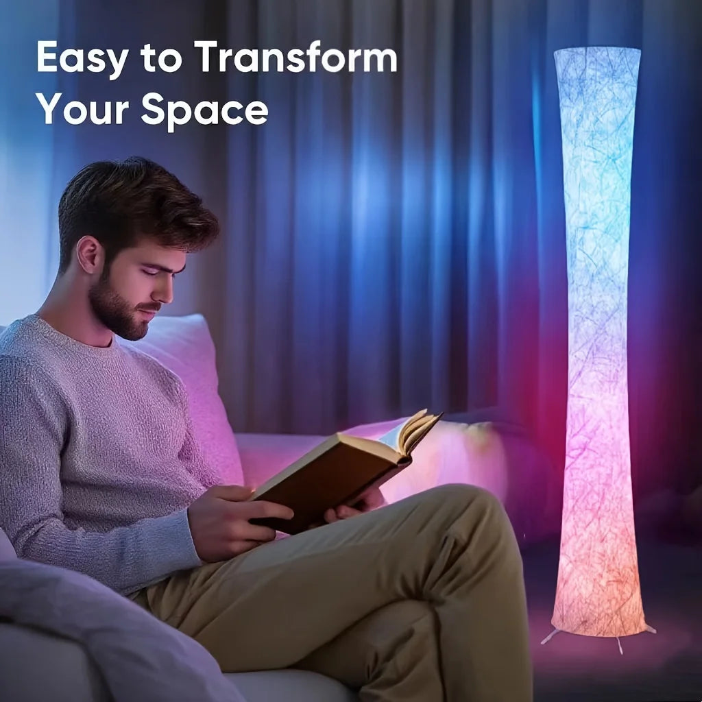 Modern Smart Floor Lamp With RGB Tyvek Fabric And Remote
