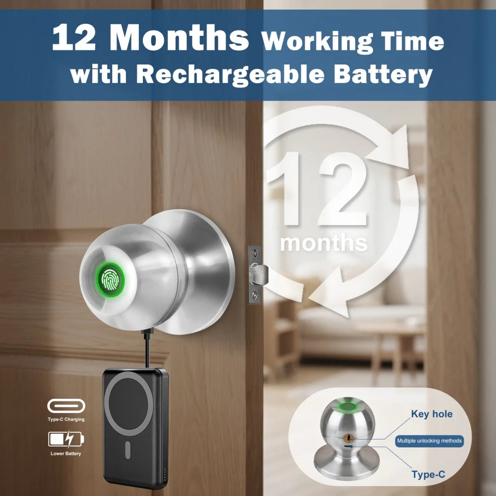 YFK Smart Fingerprint Door Lock With Bluetooth App Control