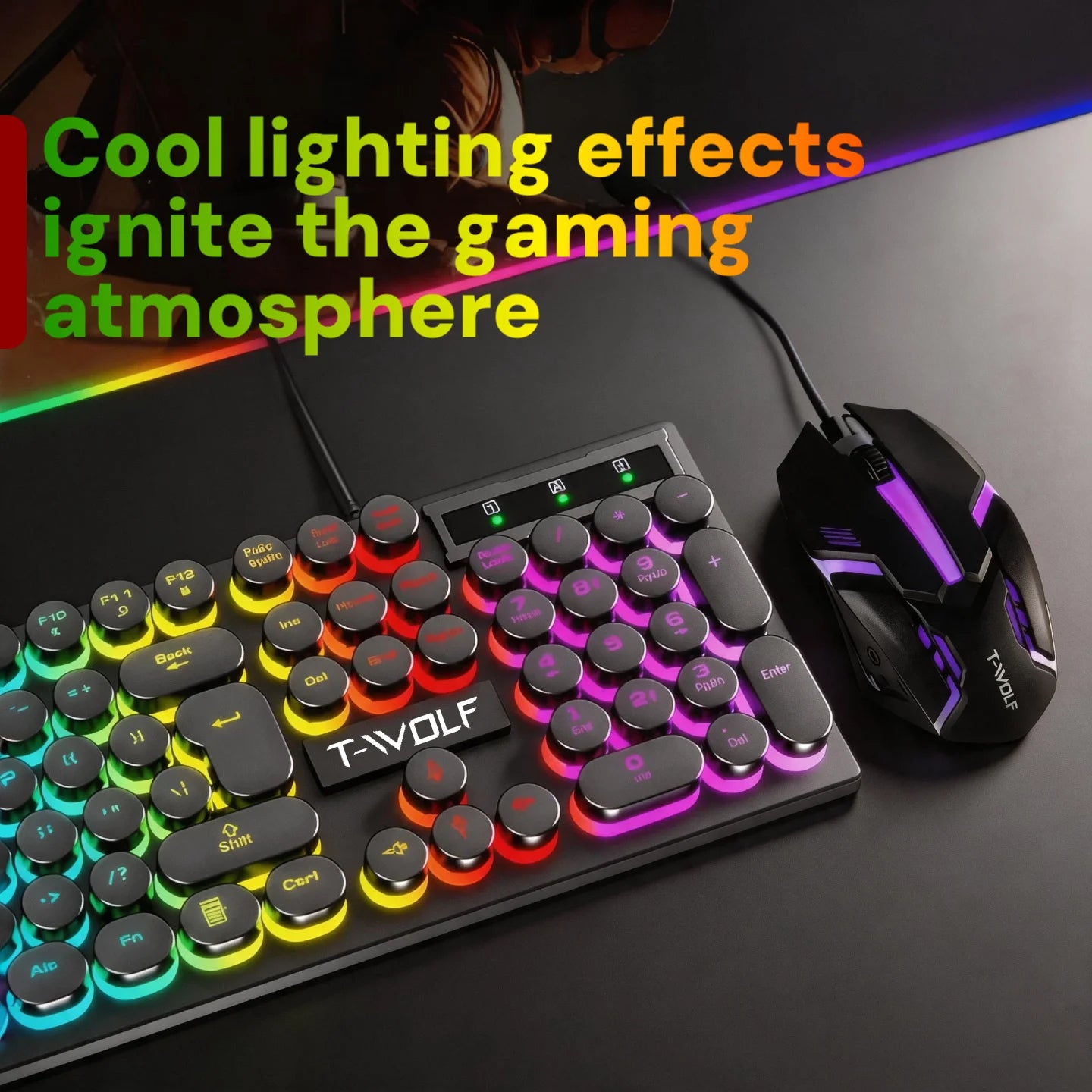 T-WOLF Wired Gaming Keyboard Mouse Headset Combo For PC
