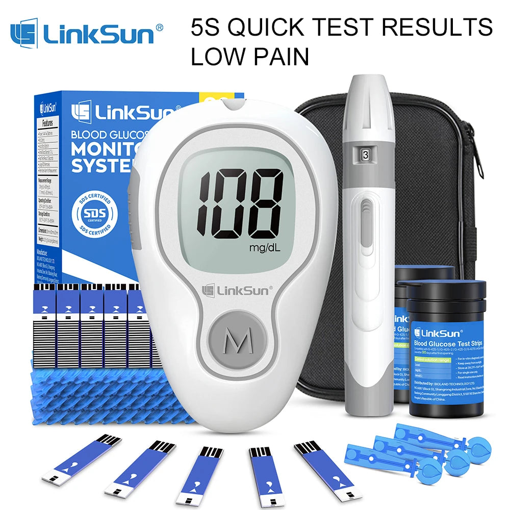 Linksun Blood Glucose Meter 500 Memory Glucometer For Diabetes Monitoring