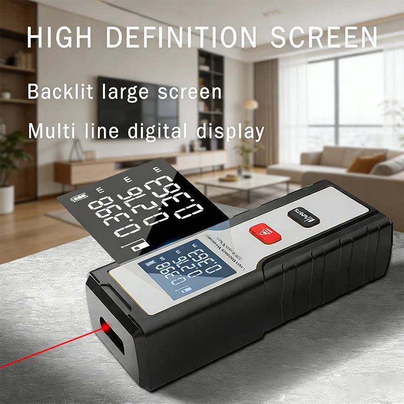 Mini Precision Laser Distance Meter With Backlit Display