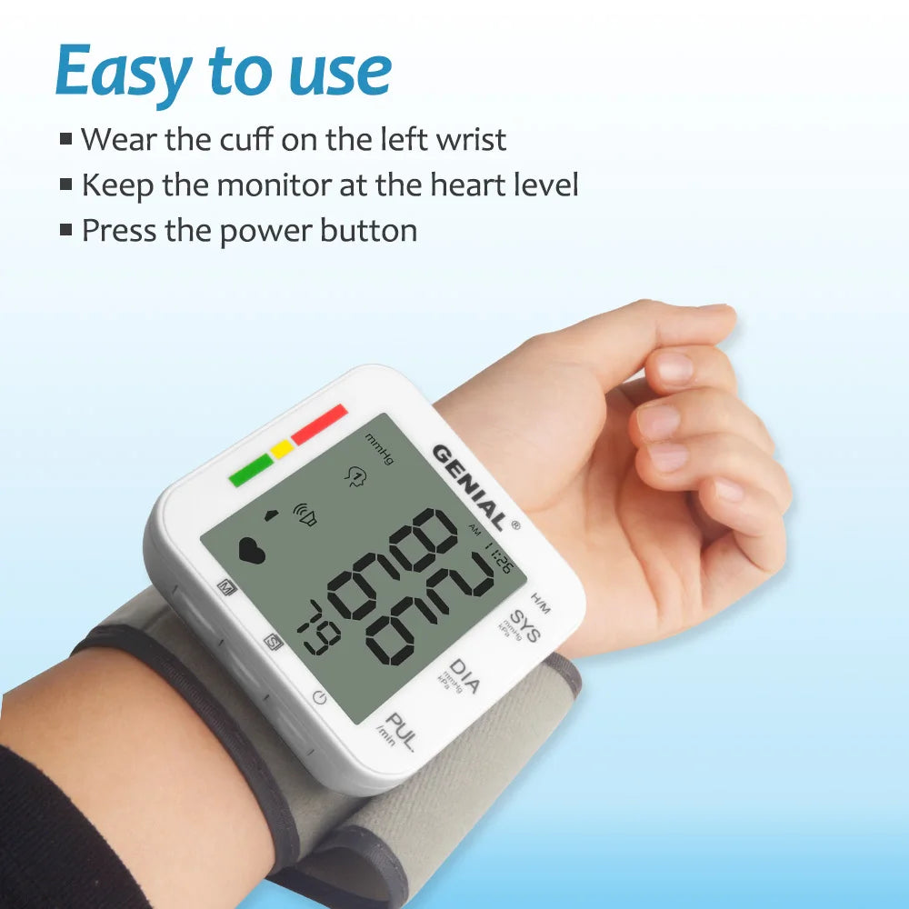 Genial Wrist Blood Pressure Monitor With LCD Display And Memory