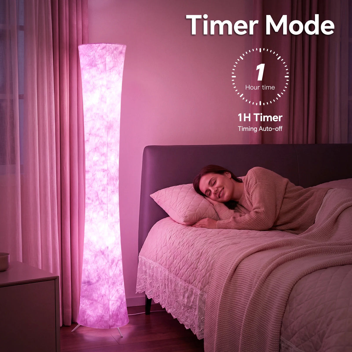 Modern Smart Floor Lamp With RGB Tyvek Fabric And Remote