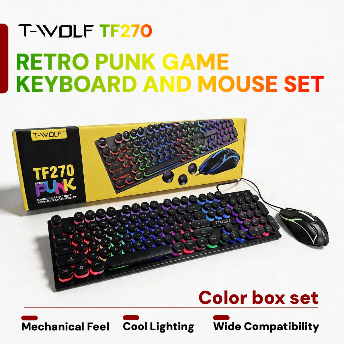 T-WOLF Wired Gaming Keyboard Mouse Headset Combo For PC