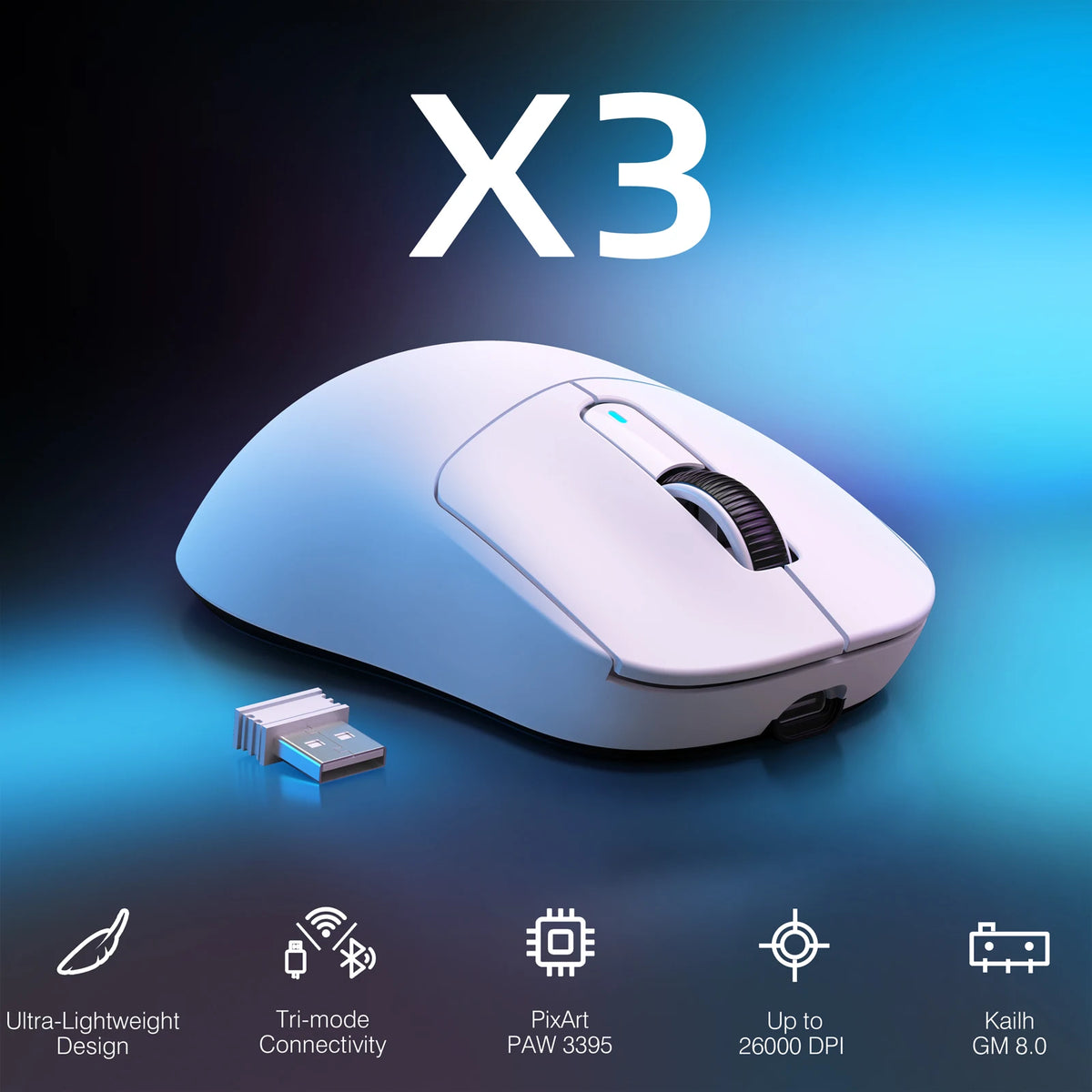 Attack Shark X3 Wireless Gaming Mouse 26000 Dpi Ergonomic Design
