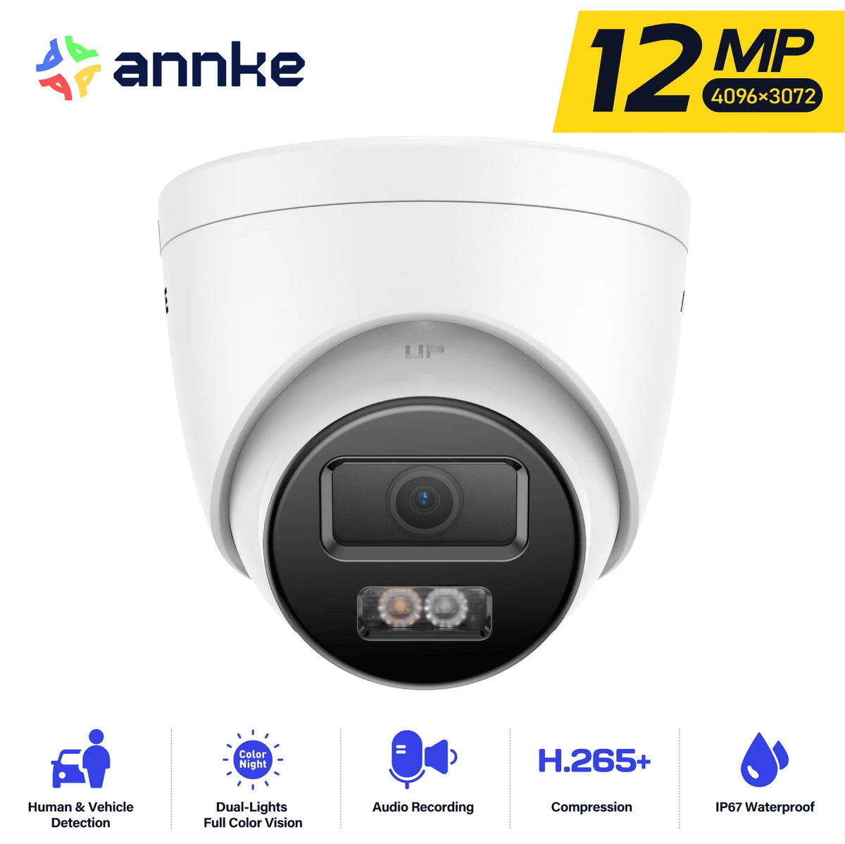 Annke 12MP Outdoor PoE Security Camera With Dual Light Technology