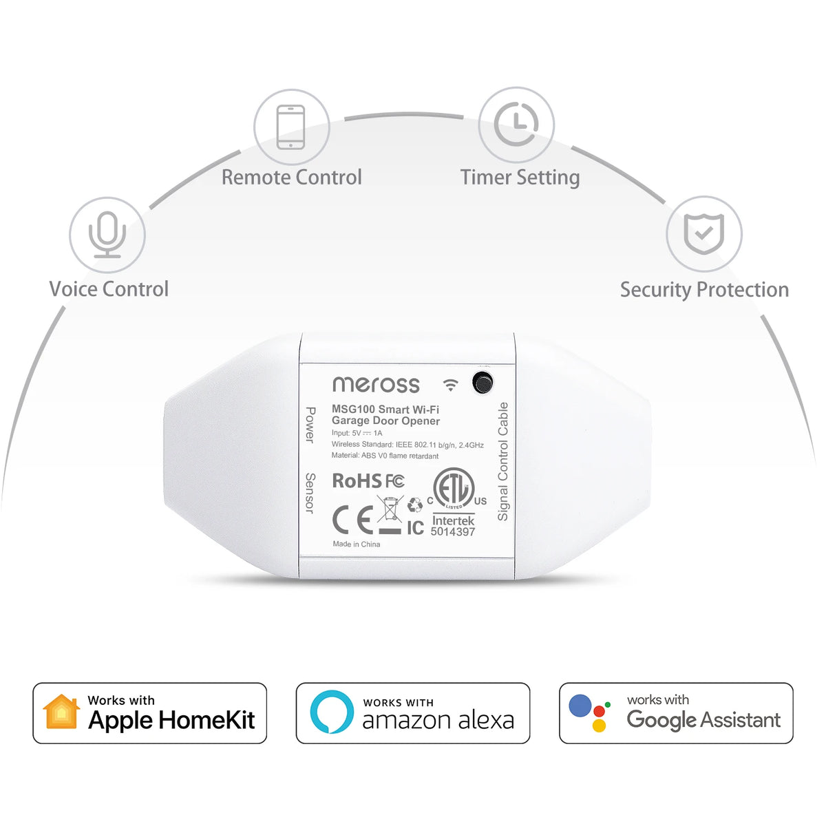 Meross MSG100 HomeKit Garage Door Opener WiFi Remote Voice Control