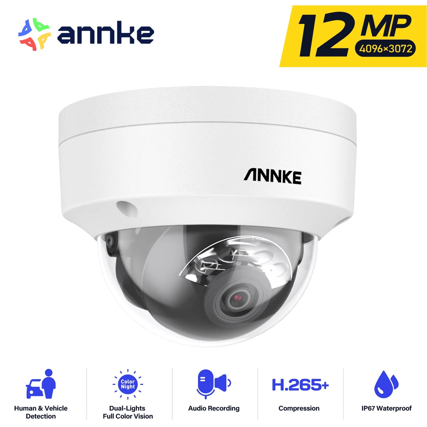 Annke 12MP Outdoor PoE Security Camera With Dual Light Technology