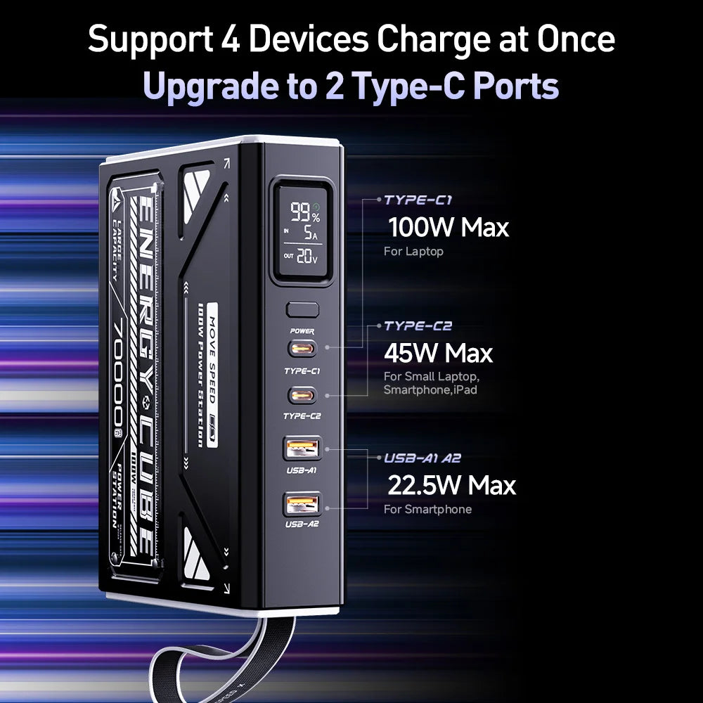 Movspeed 140W Portable Power Bank Digital Display Camping Light