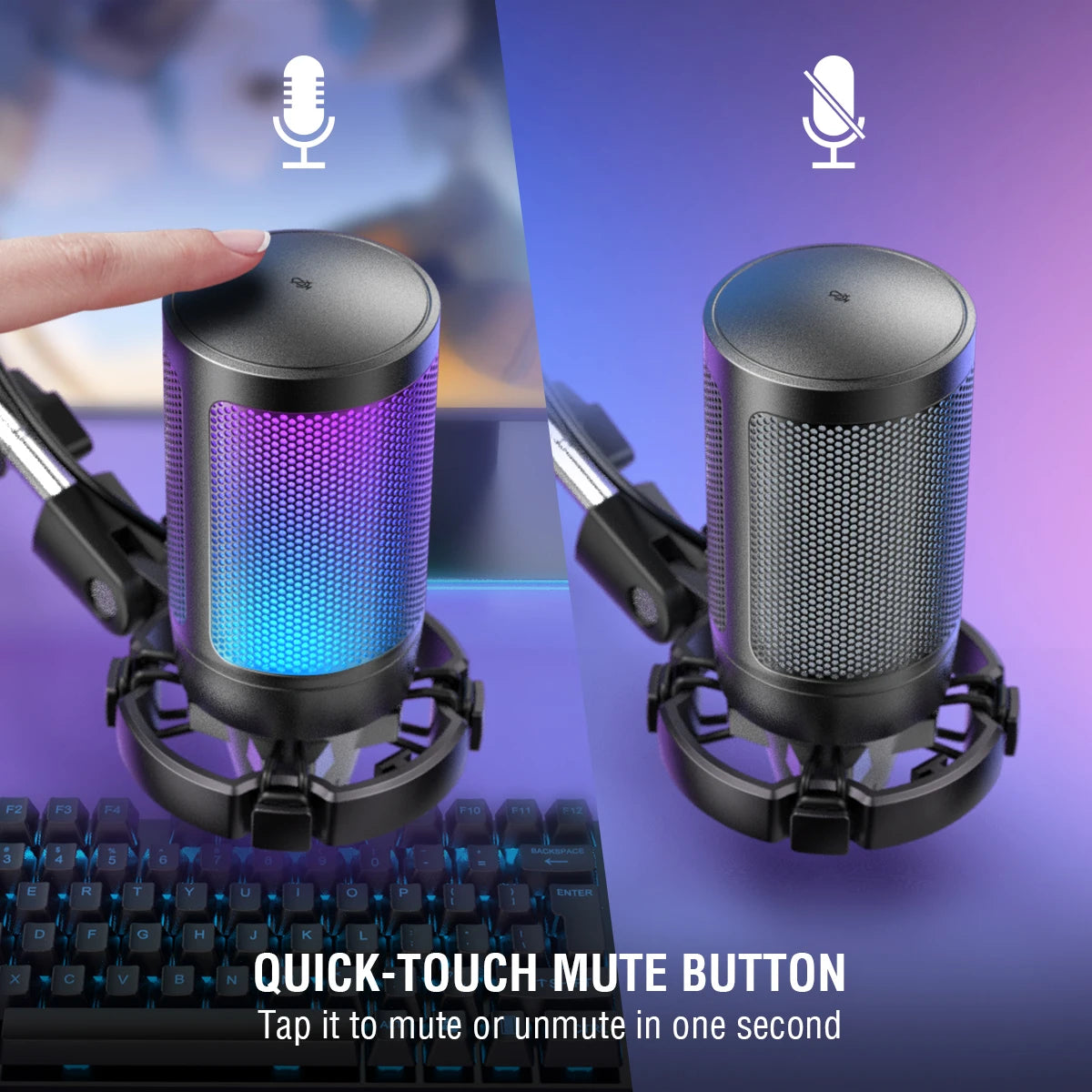 FIFINE USB Condenser Gaming Microphone Kit With RGB Stand