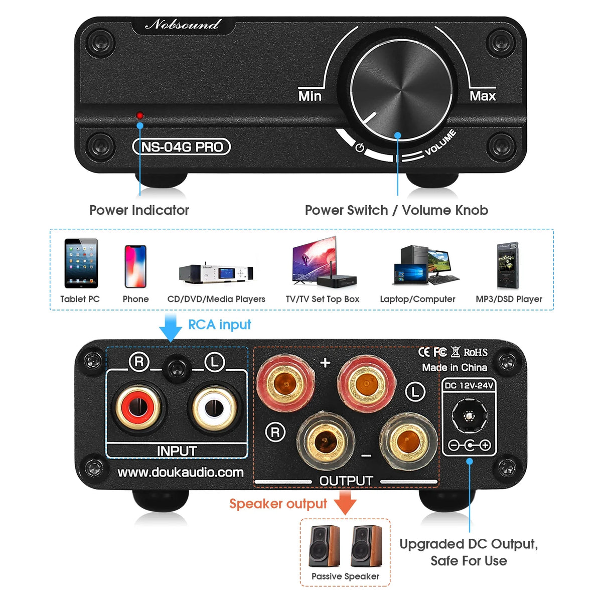 Douk Audio NS04G PRO Mini Digital Stereo Power Amplifier