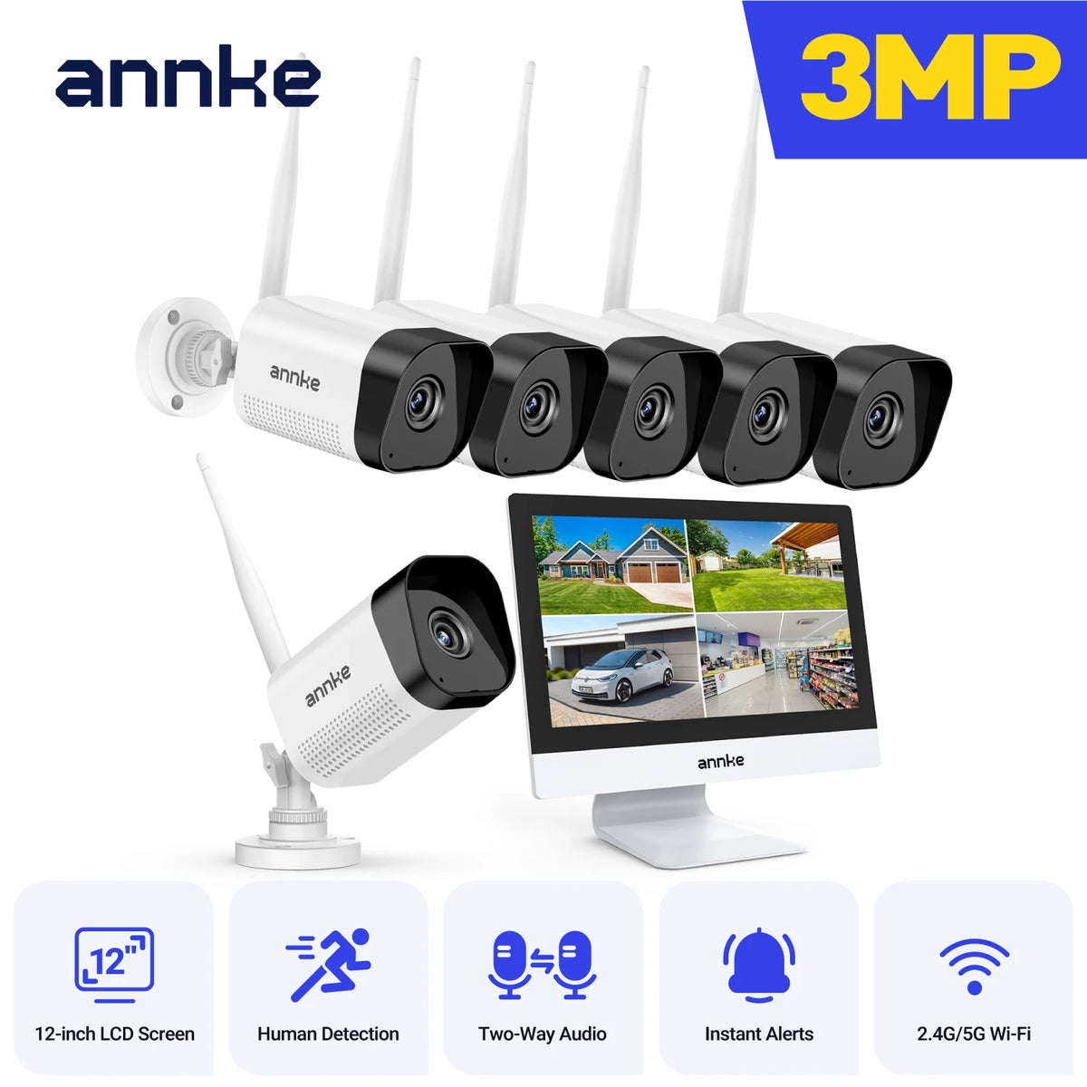 Annke 8MP Wireless Security Camera 12-Inch Lcd Ir Night Vision
