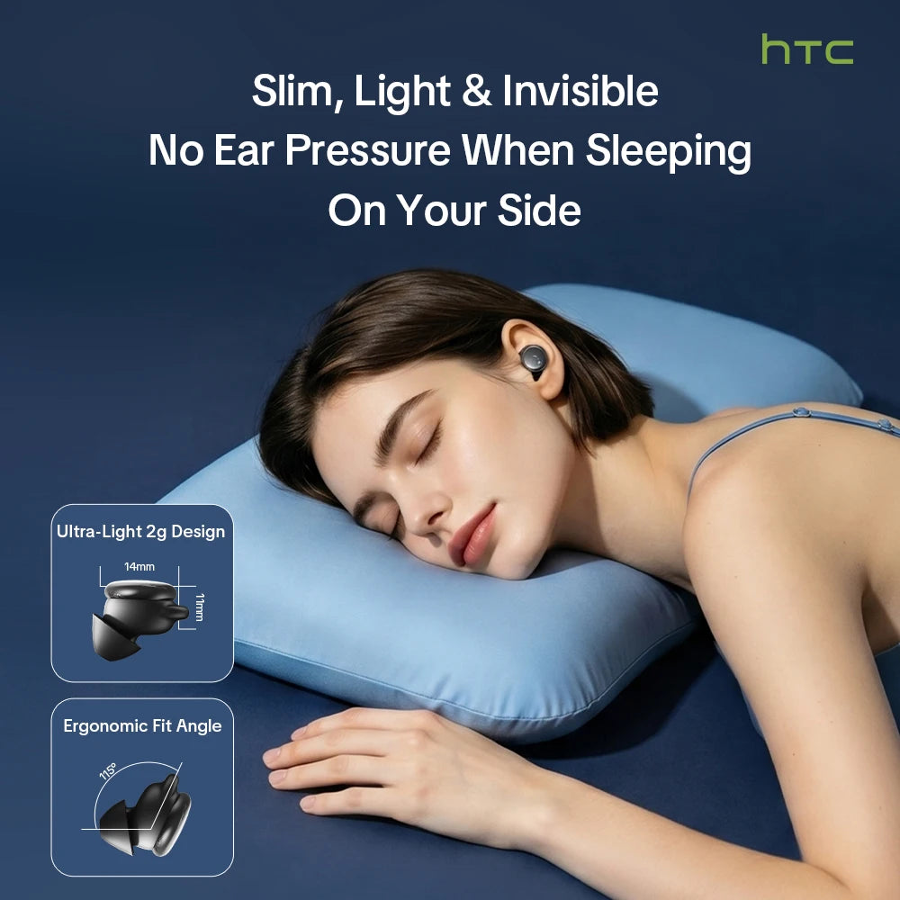 HTC Wireless Bluetooth Sleep Earbuds With Active Noise Cancellation