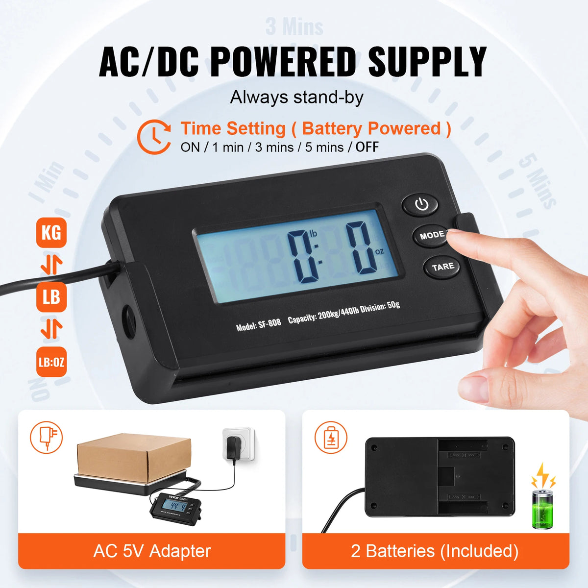SucceBuy Digital Shipping Scale With Tare Function HD LCD Display