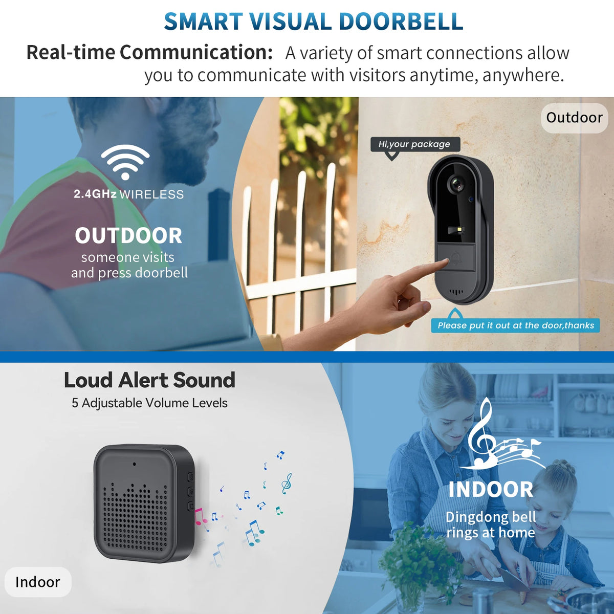 Xbibi Wireless WiFi Video Doorbell With 1080P HD Camera