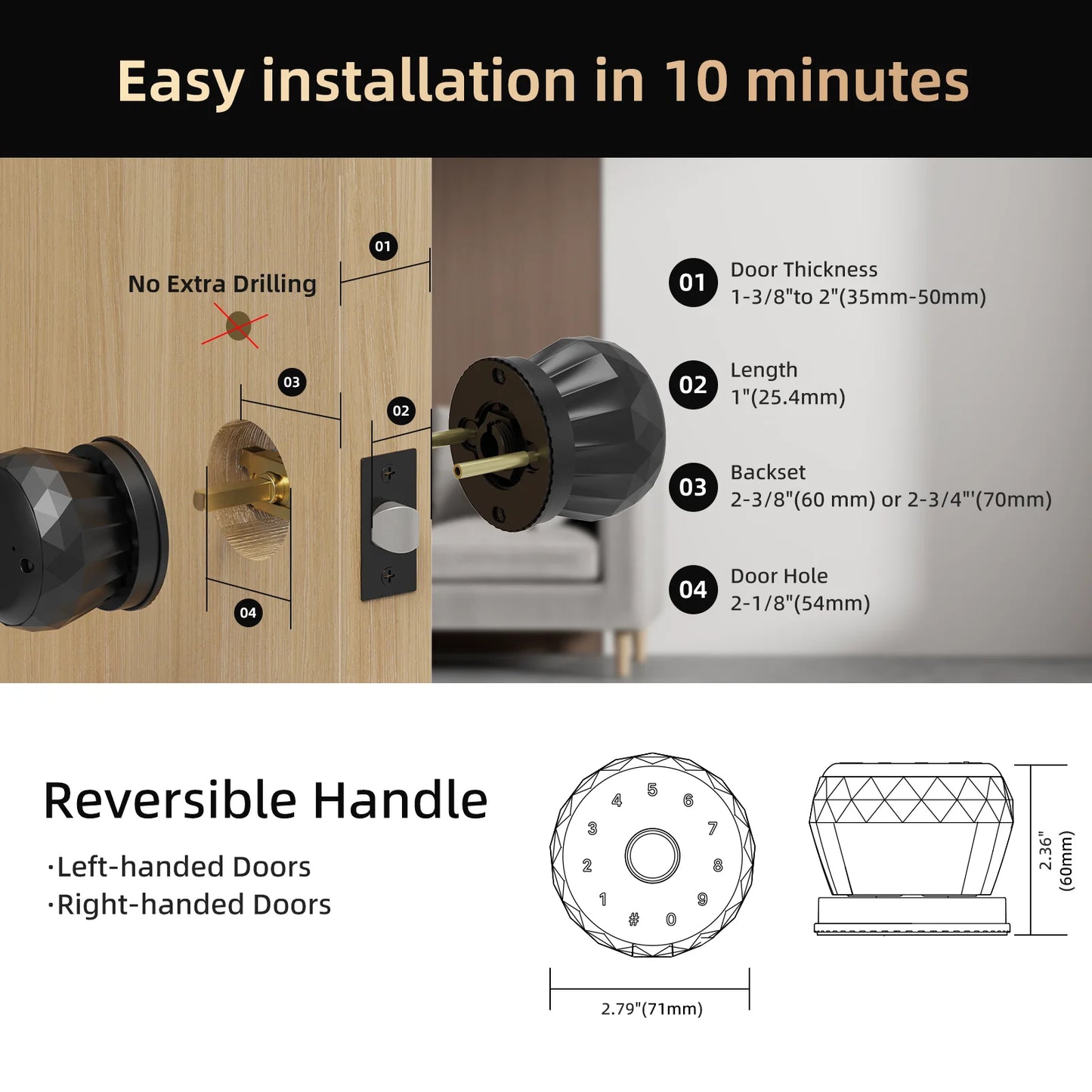 Viladepot Smart Lock With Bluetooth App Control And Fingerprint Access