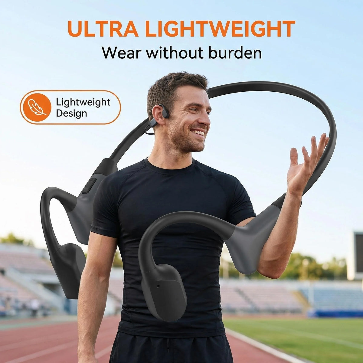 Bluetooth 5.3 Bone Conduction Headphones Open Ear Design With Mic