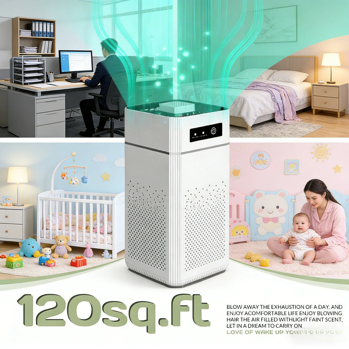 Modern HEPA Air Purifier For Quiet Home Bedroom Use