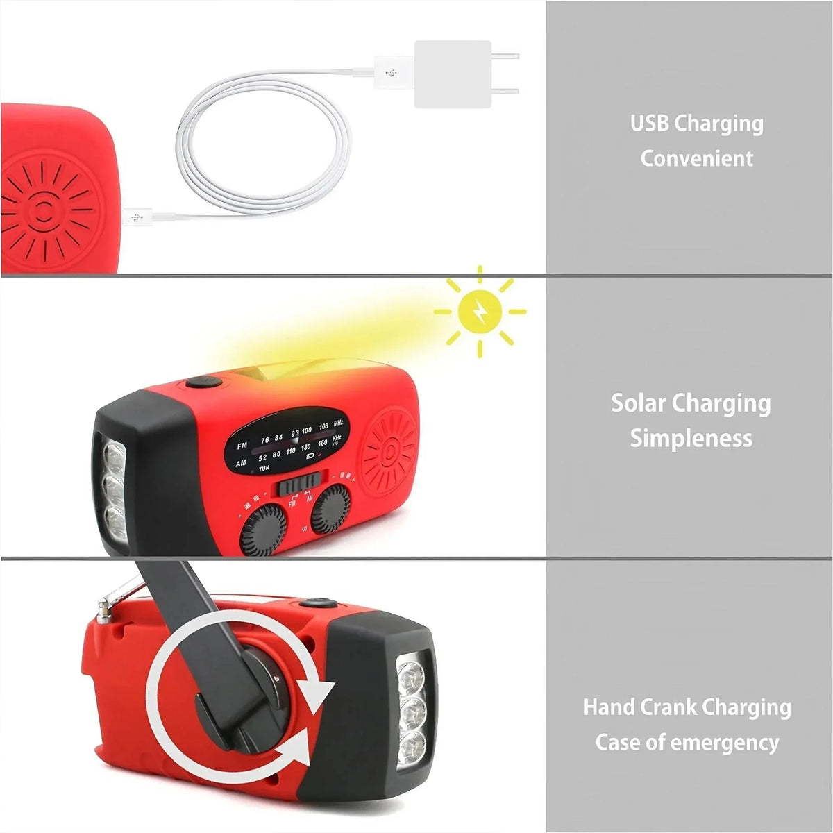 Portable Solar Hand Crank Radio Am Fm Noaa Emergency Gadget