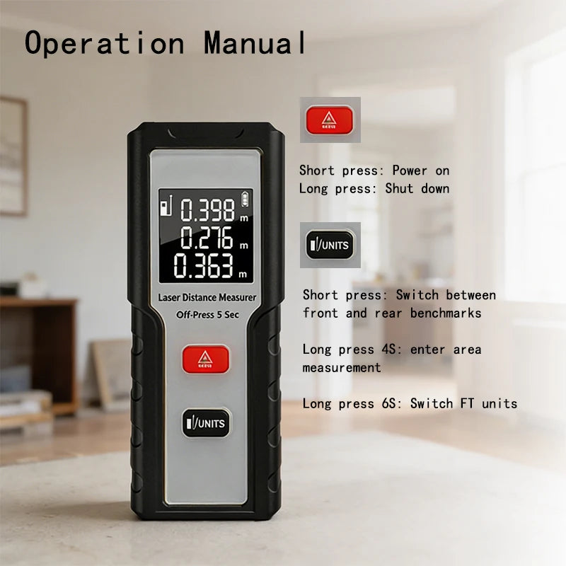 Mini Precision Laser Distance Meter With Backlit Display