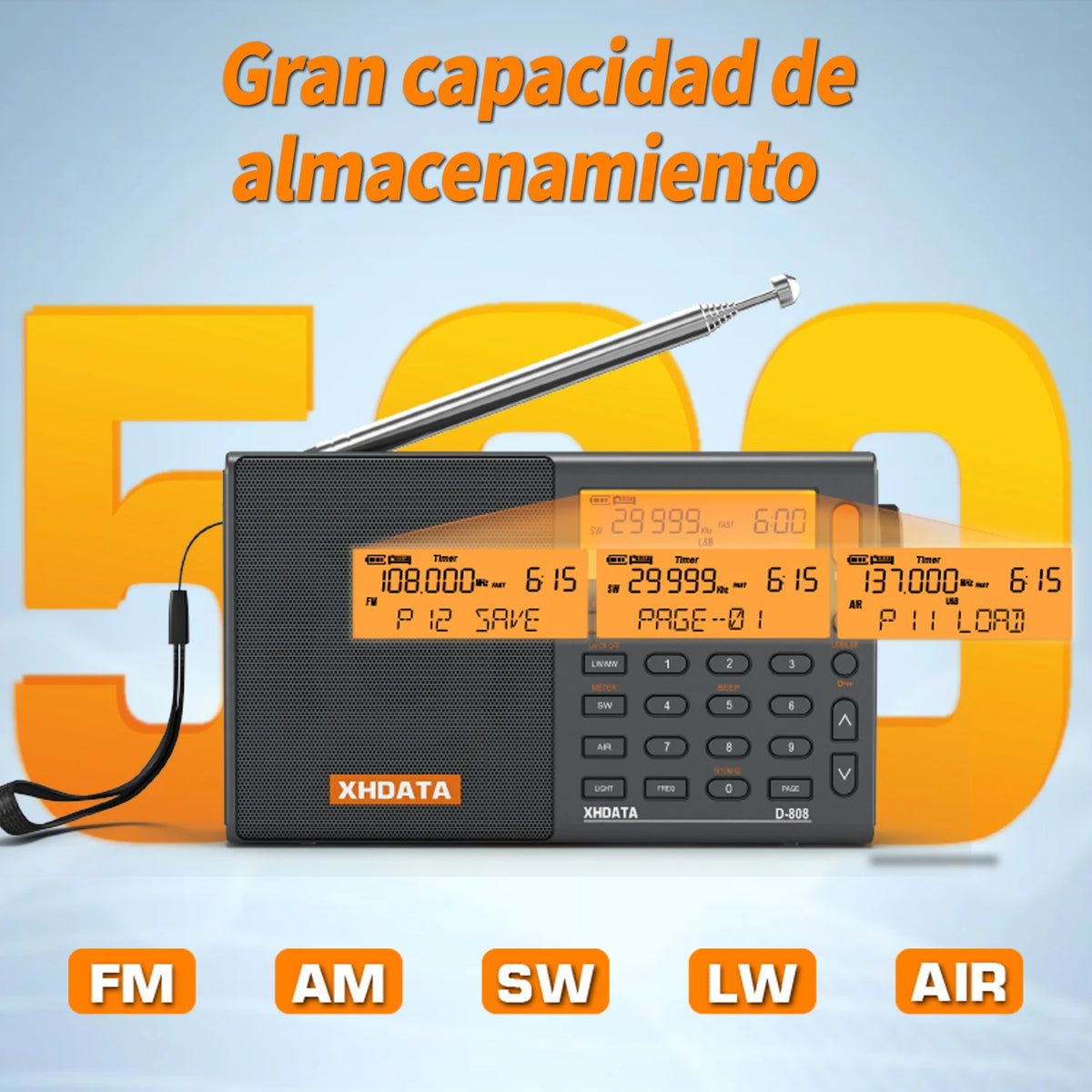 Xhdata D808 Portable Multiband Radio Receiver With Ssb