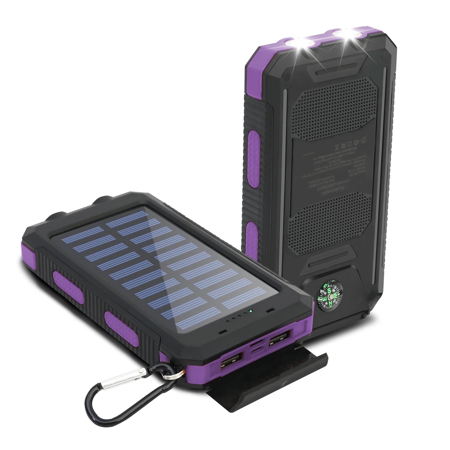 Waterproof 20000mAh Solar Power Bank With Led Flashlight And Compass