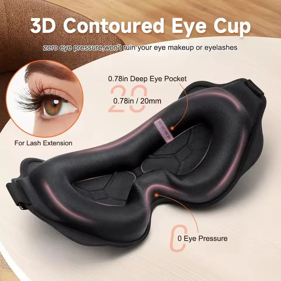 Contoured 3D Sleep Mask for Comfortable Light Blocking Rest