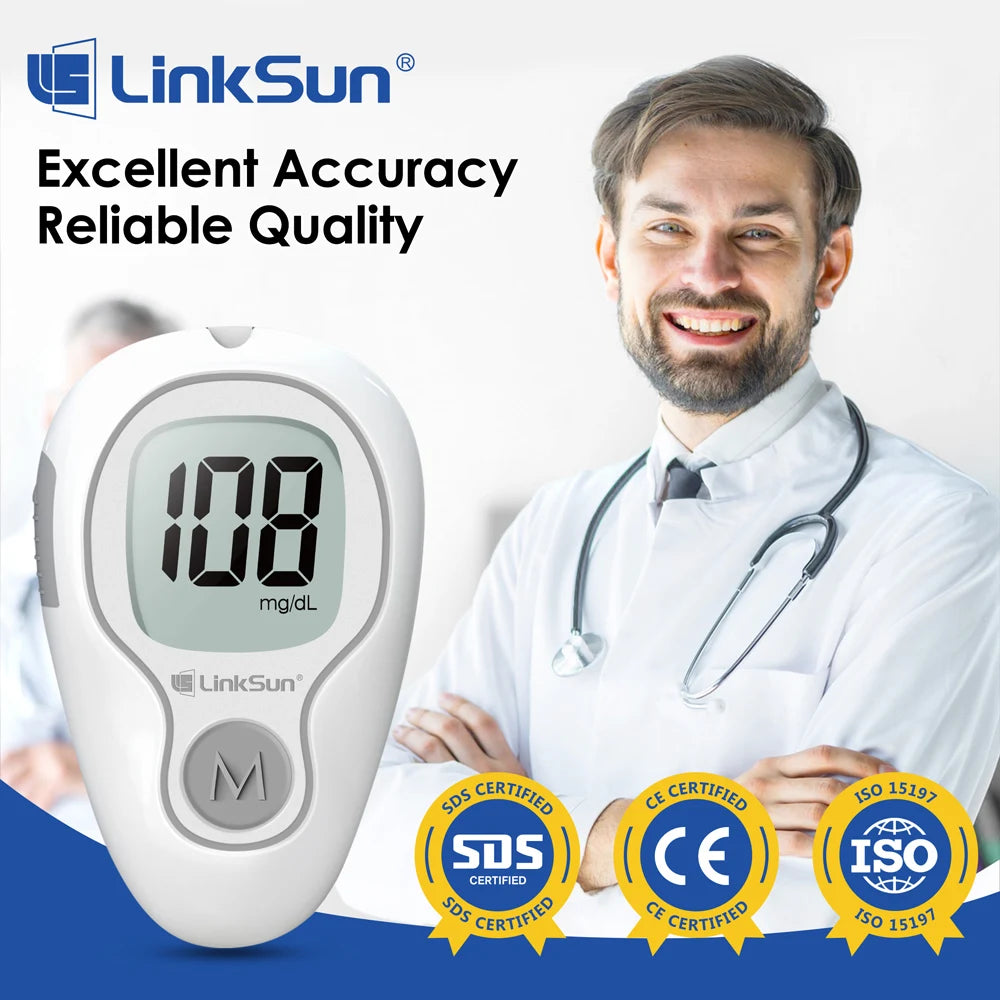 Linksun Blood Glucose Meter 500 Memory Glucometer For Diabetes Monitoring