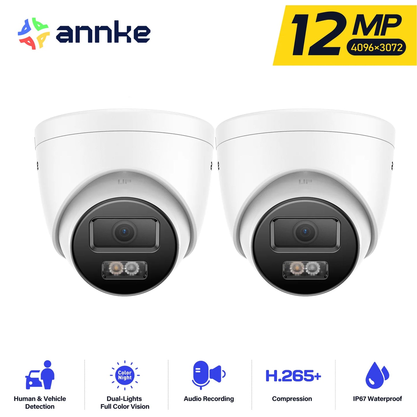 Annke 12MP Outdoor PoE Security Camera With Dual Light Technology