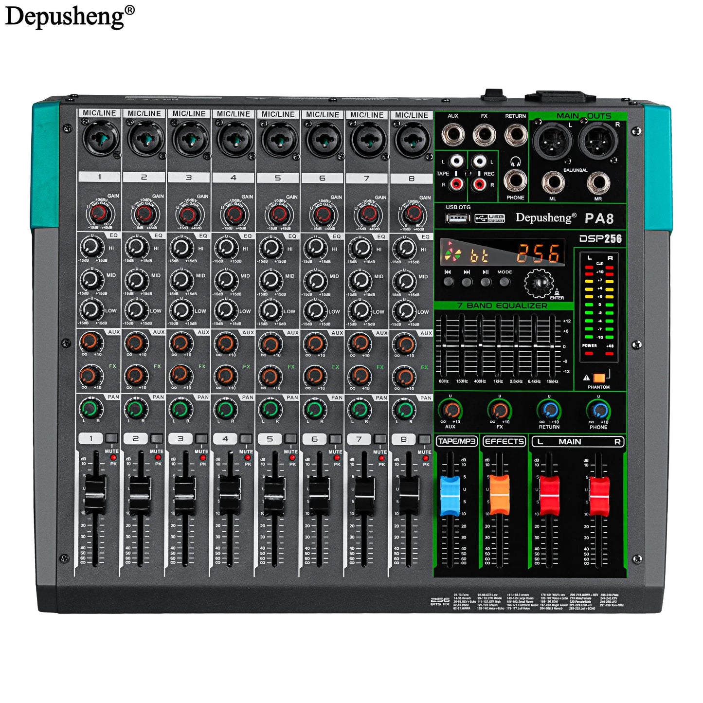 Depusheng 16 Channel USB Audio Mixer With 48V Phantom Power